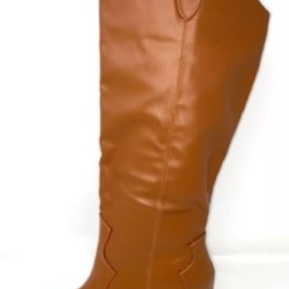Bamboo Mindful Tall Women's Western Block Heeled Boot Tan Size 8 - Picture 1 of 6